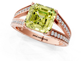 Rose gold Fancy Yellow Asscher  Cut Split Shank Pave Diamond Ring with Four-Prong Setting_18