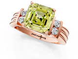 Rose gold Fancy Yellow Asscher  Cut Three-Stone Channel Set Ring with Bar Prongs_1