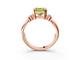 Rose gold Fancy Yellow Asscher  Cut Three-Stone Channel Set Ring with Bar Prongs_3