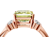 Rose gold Fancy Yellow Asscher  Cut Three-Stone Channel Set Ring with Bar Prongs_4