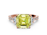 Rose gold Fancy Yellow Asscher  Cut Three-Stone Diamond Pavé Band with Prong Setting_17