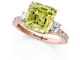Rose gold Fancy Yellow Asscher  Cut Three-Stone Diamond Pavé Band with Prong Setting_18