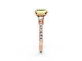 Rose gold Fancy Yellow Asscher  Cut Three-Stone Diamond Pavé Band with Prong Setting_19