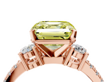 Rose gold Fancy Yellow Asscher  Cut Three-Stone Diamond Pavé Band with Prong Setting_21