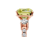 Rose gold Fancy Yellow Asscher  Cut Three-Stone Diamond Pavé Band with Prong Setting_22