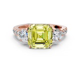 Rose gold Fancy Yellow Asscher  Cut Three-Stone Diamond Pave Band with Prong Setting_51