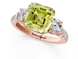Rose gold Fancy Yellow Asscher  Cut Three-Stone Diamond Pave Band with Prong Setting_52