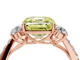 Rose gold Fancy Yellow Asscher  Cut Three-Stone Diamond Pave Band with Prong Setting_55