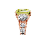 Rose gold Fancy Yellow Asscher  Cut Three-Stone Diamond Pave Band with Prong Setting_56