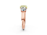 Rose gold Fancy Yellow Asscher Cut Three-Stone Diamond Ring with Prong Setting on a Classic Band_14