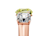 Rose gold Fancy Yellow Asscher Cut Three-Stone Diamond Ring with Prong Setting on a Classic Band_17