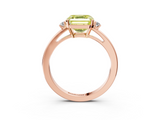Rose gold Fancy Yellow Asscher  Cut Three-Stone Solitaire Ring with Round Accent Diamonds and Four-Prong Setting_39
