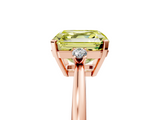 Rose gold Fancy Yellow Asscher  Cut Three-Stone Solitaire Ring with Round Accent Diamonds and Four-Prong Setting_41