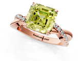 Rose gold Fancy Yellow Asscher  Cut Twist Band Solitaire Diamond Ring with Pavé Setting_4