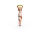 Rose gold Fancy Yellow Asscher  Cut Twist Band Solitaire Diamond Ring with Pavé Setting_5