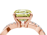 Rose gold Fancy Yellow Asscher  Cut Twist Band Solitaire Diamond Ring with Pavé Setting_7