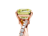 Rose gold Fancy Yellow Asscher  Cut Twist Band Solitaire Diamond Ring with Pavé Setting_8