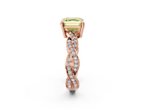 Rose gold Fancy Yellow Asscher  Cut Twisted Pavé Band Solitaire Ring with Four-Prong Setting_2