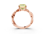 Rose gold Fancy Yellow Asscher  Cut Twisted Pavé Band Solitaire Ring with Four-Prong Setting_3