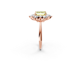 Rose gold Fancy Yellow Asscher  Diamond Cluster Halo Ring with Solitaire Band and Four-Prong Setting_2