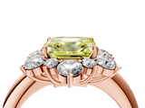 Rose gold Fancy Yellow Asscher  Diamond Cluster Halo Ring with Solitaire Band and Four-Prong Setting_4