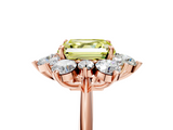 Rose gold Fancy Yellow Asscher  Diamond Cluster Halo Ring with Solitaire Band and Four-Prong Setting_5