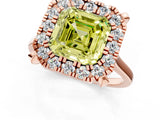 Rose gold Fancy Yellow Asscher  Diamond Cluster Halo Solitaire with Four-Prong Setting_128
