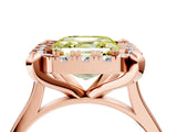 Rose gold Fancy Yellow Asscher  Diamond Cluster Halo Solitaire with Four-Prong Setting_131