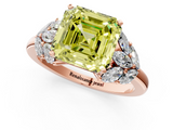 Rose gold Fancy Yellow Asscher  Diamond Cluster Leaf Design Ring with Prong Setting_1
