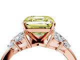 Rose gold Fancy Yellow Asscher  Diamond Cluster Leaf Design Ring with Prong Setting_4