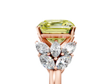 Rose gold Fancy Yellow Asscher  Diamond Cluster Leaf Design Ring with Prong Setting_5