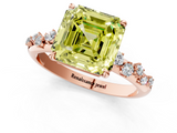 Rose gold Fancy Yellow Asscher  Diamond Cluster Prong-Set Solitaire Ring_1