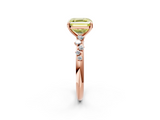 Rose gold Fancy Yellow Asscher  Diamond Cluster Prong-Set Solitaire Ring_2