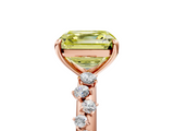 Rose gold Fancy Yellow Asscher  Diamond Cluster Prong-Set Solitaire Ring_5