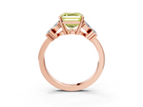 Rose gold Fancy Yellow Asscher  Diamond Floral Cluster Ring with Solitaire Band and Prong Setting_3