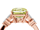 Rose gold Fancy Yellow Asscher  Diamond Floral Cluster Ring with Solitaire Band and Prong Setting_4