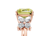 Rose gold Fancy Yellow Asscher  Diamond Floral Cluster Ring with Solitaire Band and Prong Setting_5