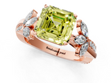 Rose gold Fancy Yellow Asscher  Diamond Floral Vine Solitaire Engagement Ring_1