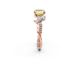 Rose gold Fancy Yellow Asscher  Diamond Floral Vine Solitaire Engagement Ring_2