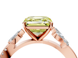 Rose gold Fancy Yellow Asscher  Diamond Floral Vine Solitaire Engagement Ring_4