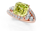 Rose gold Fancy Yellow Asscher  Diamond Halo Ring with Marquise and Pavé Band in Prong Setting_17