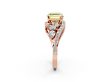 Rose gold Fancy Yellow Asscher  Diamond Halo Ring with Marquise and Pavé Band in Prong Setting_18
