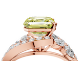 Rose gold Fancy Yellow Asscher  Diamond Halo Ring with Marquise and Pavé Band in Prong Setting_20
