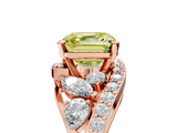 Rose gold Fancy Yellow Asscher  Diamond Halo Ring with Marquise and Pavé Band in Prong Setting_21