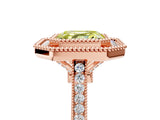 Rose gold Fancy Yellow Asscher  Diamond Halo Ring with Milgrain Frame and Pavé Band_99