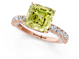 Rose gold Fancy Yellow Asscher  Diamond Pavé Band Solitaire Ring with Four-Prong Setting_1