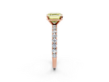 Rose gold Fancy Yellow Asscher  Diamond Pavé Band Solitaire Ring with Four-Prong Setting_2
