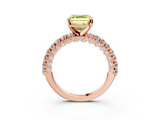 Rose gold Fancy Yellow Asscher  Diamond Pavé Band Solitaire Ring with Four-Prong Setting_3