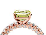 Rose gold Fancy Yellow Asscher  Diamond Pavé Band Solitaire Ring with Four-Prong Setting_4