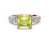 Rose gold Fancy Yellow Asscher  Diamond Pavé Band Solitaire Ring with Four-Prong Setting_46